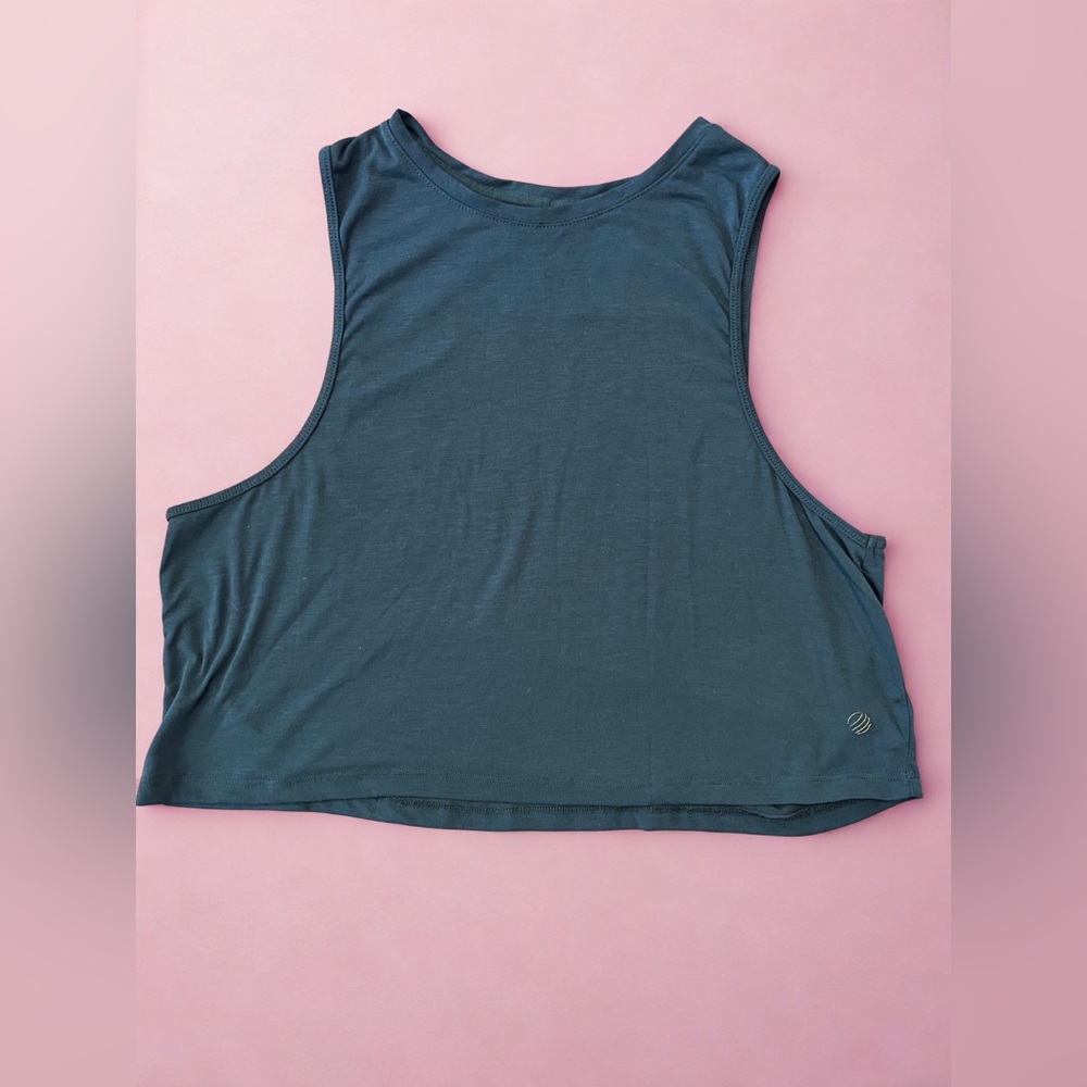 MPG Teal Crop Muscle Tee
